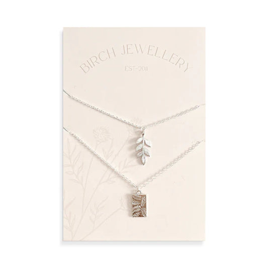 Botanical Leaf Necklace Set Silver