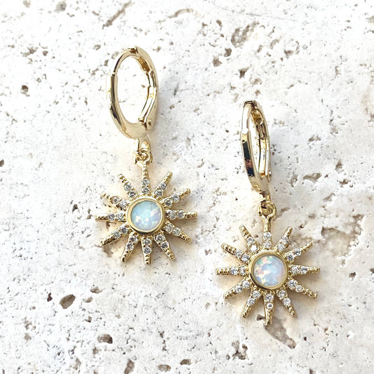 Opal sun earrings